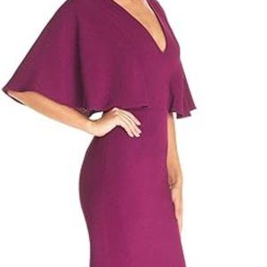 NEW WITH TAGS. Dress the Population Women's Louisa Magenta Midi Plunging Dress